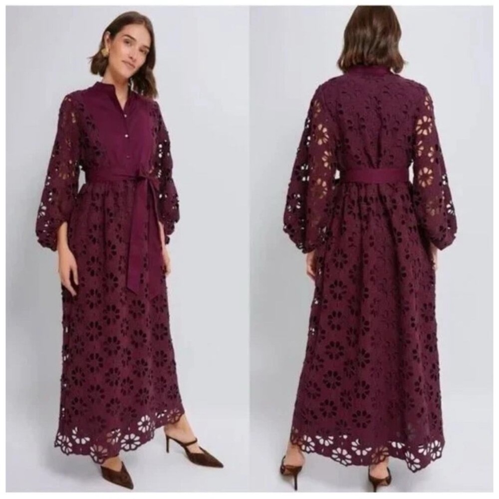 Tuckernuck Burgundy eyelet Long Sleeve Dress XL
